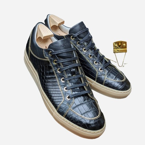 Ascot Sneakers - Black Crocodile - Ascot Shoes