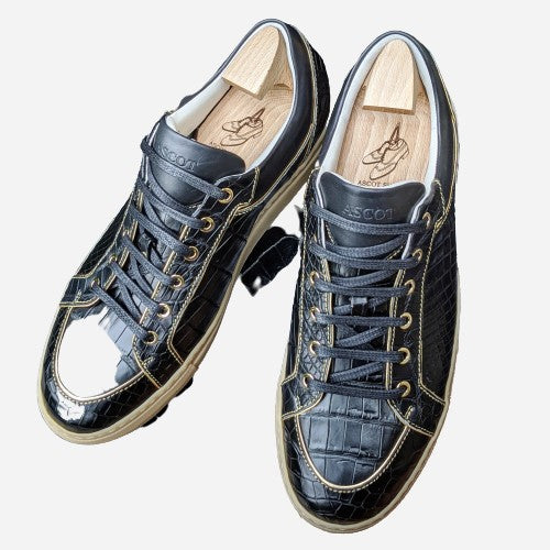 Ascot Sneakers - Black Crocodile - Ascot Shoes