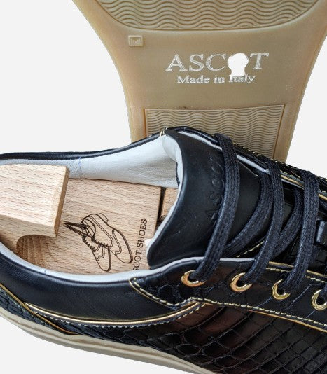 Ascot Sneakers - Black Crocodile - Ascot Shoes