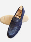 Ascot Sunseeker - Navy Blue Crocodile & Suede - Ascot Shoes