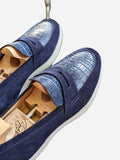 Ascot Sunseeker - Navy Blue Crocodile & Suede - Ascot Shoes