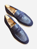 Ascot Sunseeker - Navy Blue Crocodile & Suede - Ascot Shoes