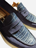 Ascot Sunseeker - Navy Blue Crocodile & Suede - Ascot Shoes