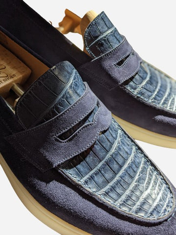 Ascot Sunseeker - Navy Blue Crocodile & Suede