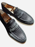 Ascot Sunseeker - Black Crocodile & Suede - Ascot Shoes