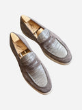 Ascot Sunseeker - Grey Crocodile & Suede - Ascot Shoes