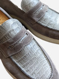 Ascot Sunseeker - Grey Crocodile & Suede - Ascot Shoes