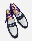 Ascot Sunseeker - White Crocodile & Navy Suede - Ascot Shoes