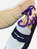 Ascot Sunseeker - White Crocodile & Navy Suede - Ascot Shoes