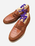 Ascot Sunseeker - Tan Crocodile & Tan Suede - Ascot Shoes