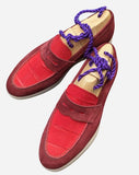 Ascot Sunseeker - Red Crocodile & Bordeaux Suede - Ascot Shoes