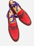 Ascot Sunseeker - Red Crocodile & Bordeaux Suede - Ascot Shoes