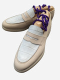 Ascot Classic Loafers - White Crocodile & Cream Leather - Ascot Shoes
