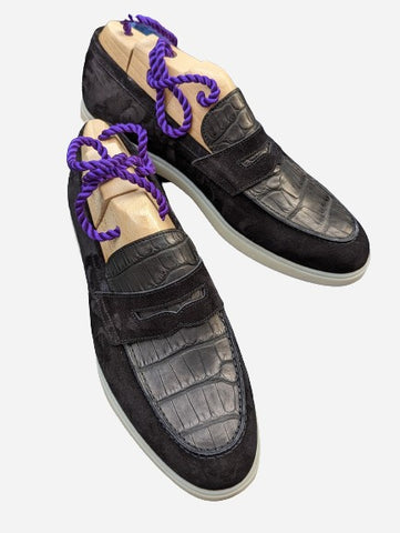 Ascot Sunseeker - Black Crocodile & Black Suede