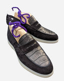 Ascot Sunseeker - Black Crocodile & Black Suede - Ascot Shoes