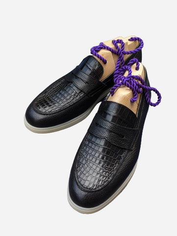 Ascot Sunseeker - Black Crocodile & Black Leather