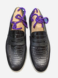 Ascot Sunseeker - Black Crocodile & Black Leather - Ascot Shoes