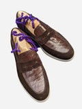 Ascot Sunseeker - Brown Crocodile & Brown Suede - Ascot Shoes