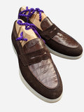 Ascot Sunseeker - Brown Crocodile & Brown Suede - Ascot Shoes