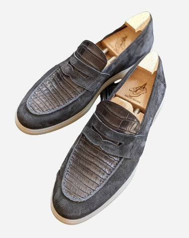 Ascot Sunseeker - Black Crocodile & Suede