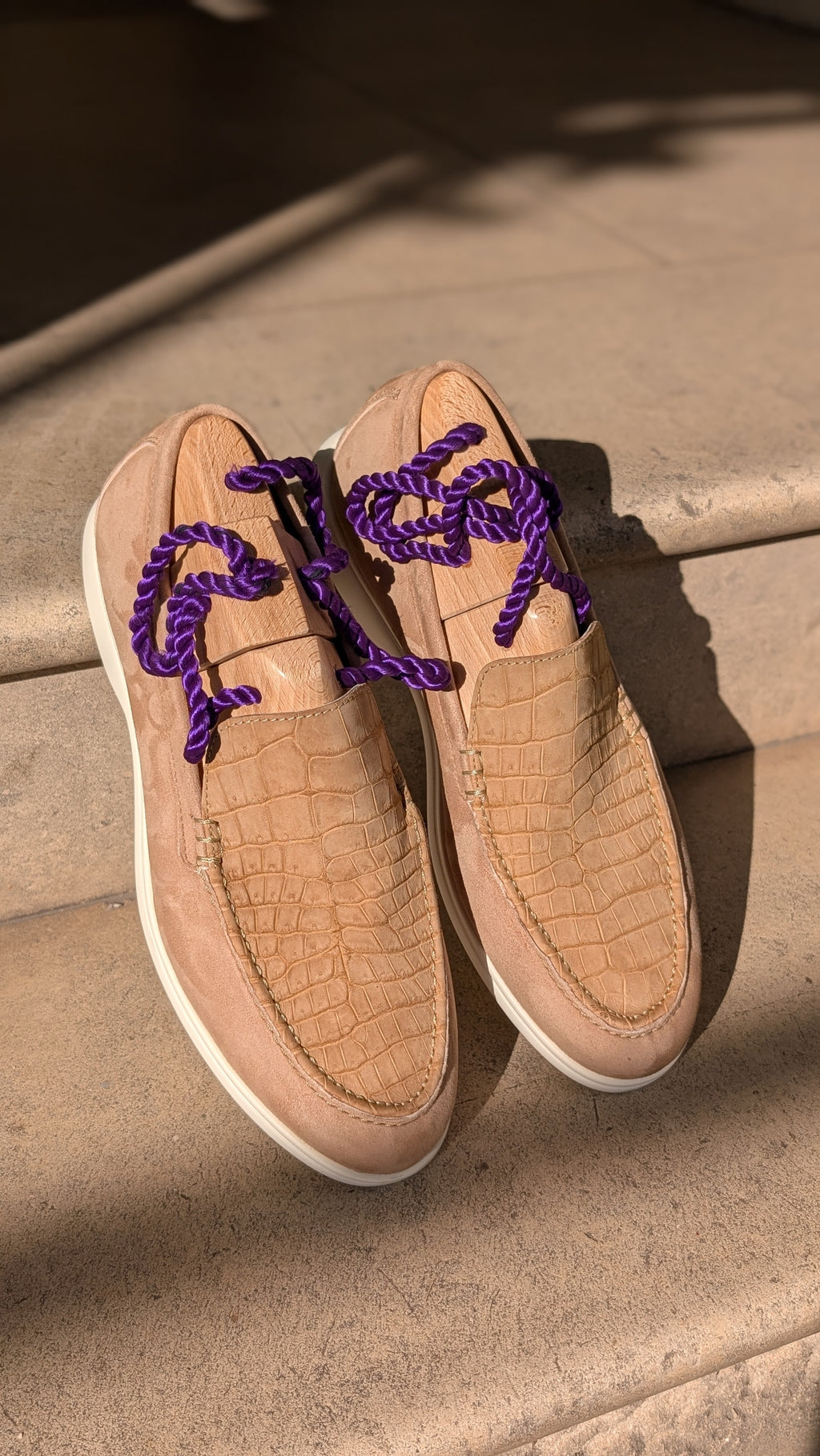 Ascot Cannes - Beige Nubuck Crocodile & Tan Beige Suede - Ascot Shoes