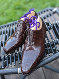 Ascot Wholecut - Chocolate Brown Alligator - Ascot Shoes