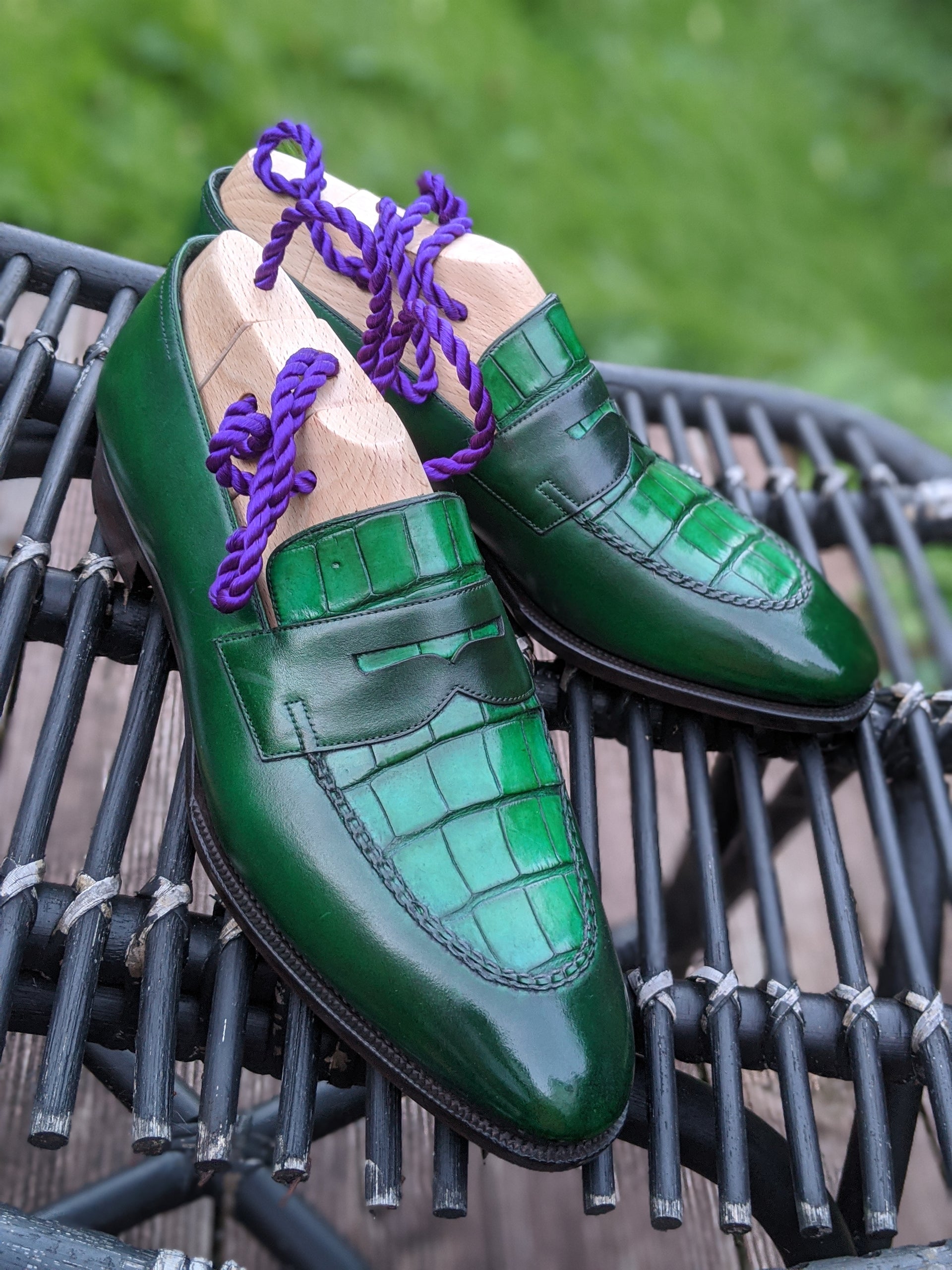 Ascot Sinatra Emerald Green Alligator Calf – Ascot Shoes