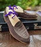 Belgian Loafer - Brown Crocodile - Ascot Shoes