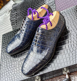 Ascot Wholecut - Blue Crocodile - Ascot Shoes