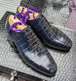 Ascot Wholecut - Blue Crocodile - Ascot Shoes