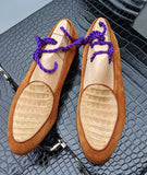 Belgian Loafer - Tan Suede & Tan Nubuck Crocodile - Ascot Shoes