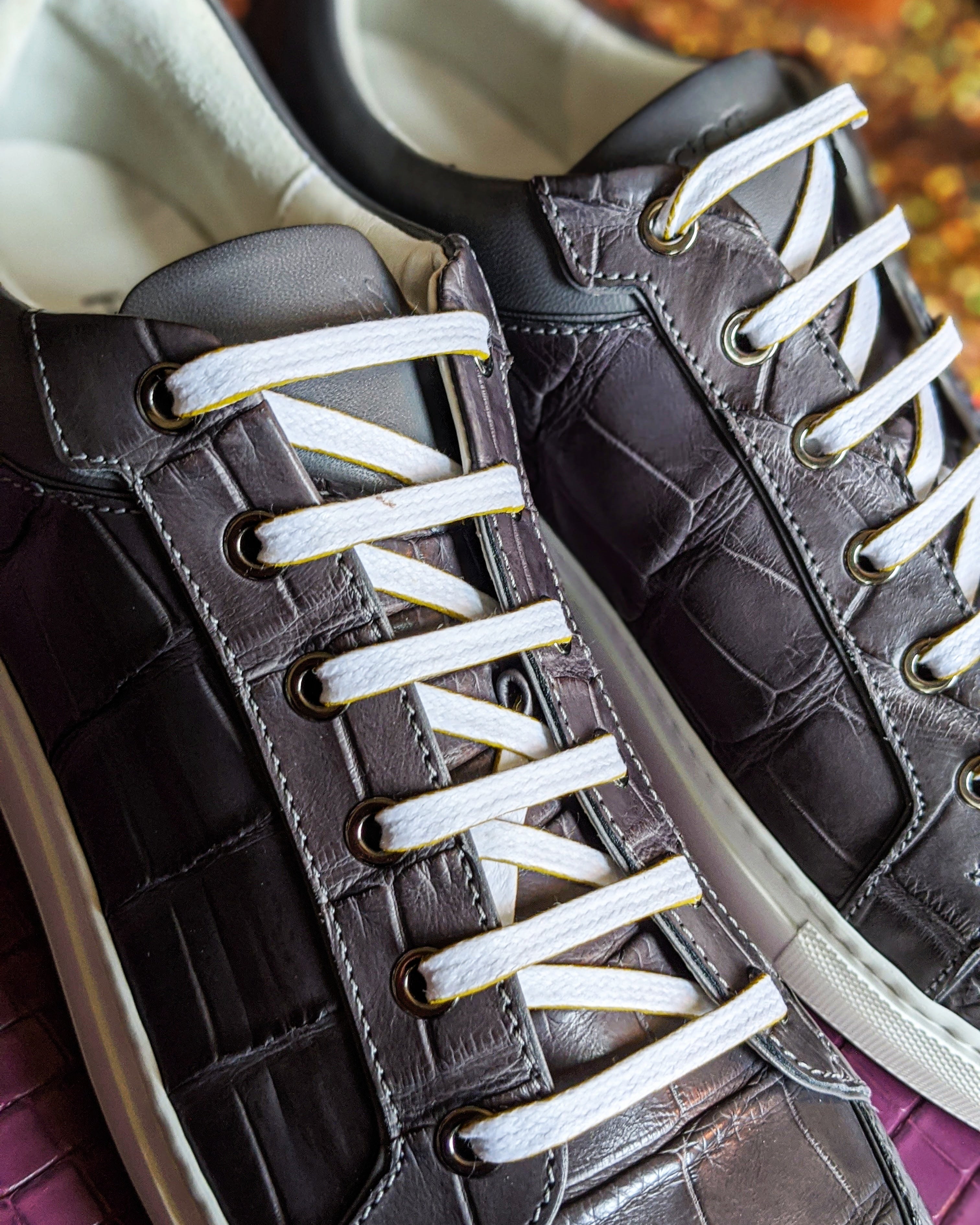 Ascot Sneakers - Grey Crocodile - Ascot Shoes