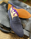 Ascot Sinatra - Navy Blue Suede - Ascot Shoes
