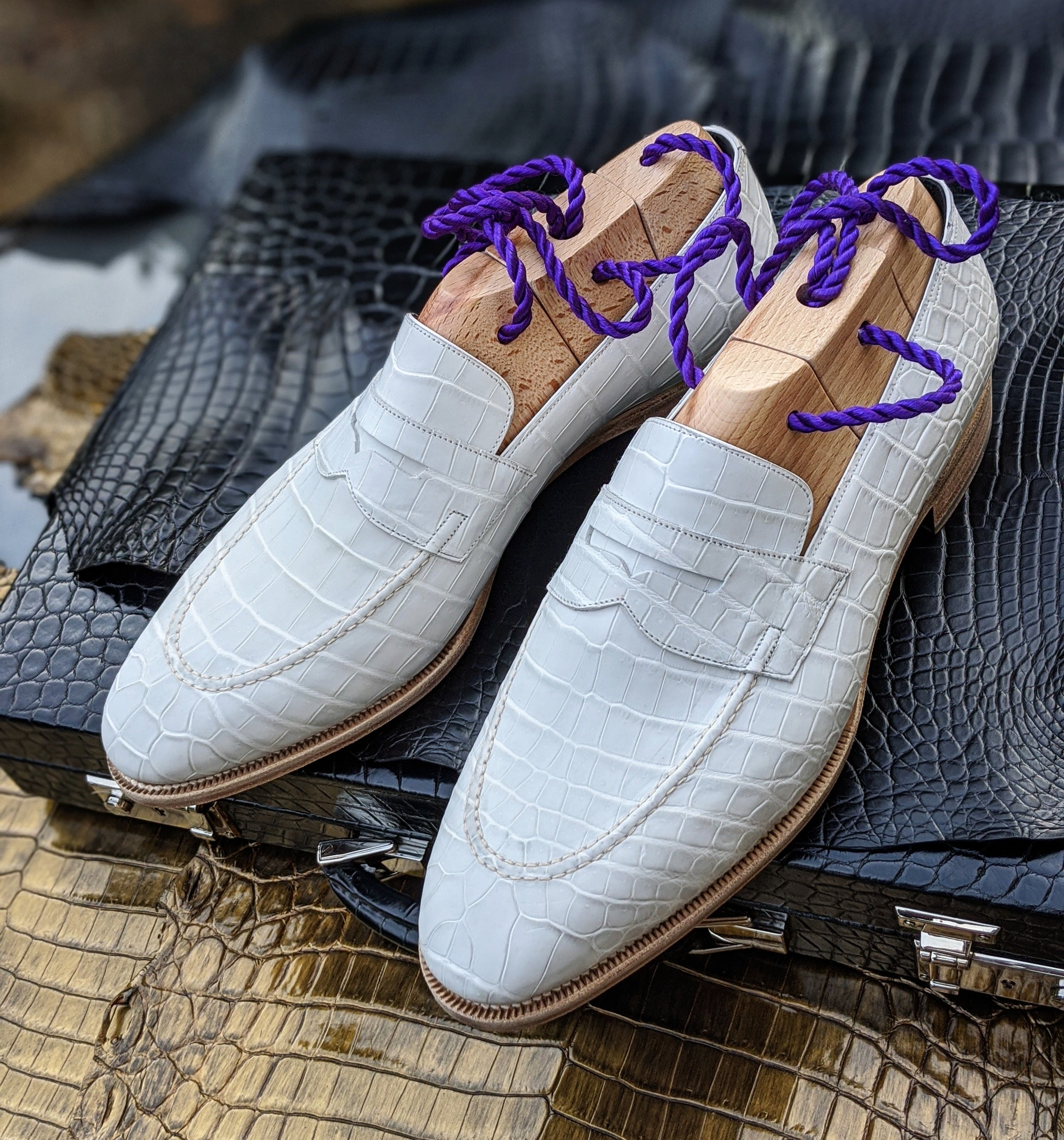 Ascot Sinatra - White Alligator - Ascot Shoes