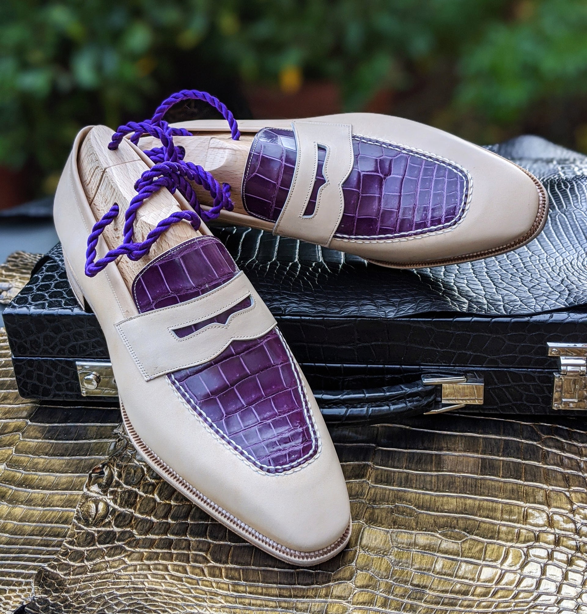Ascot Sinatra Cream Crust Purple Alligator – Ascot Shoes