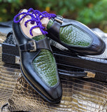 Ascot Andre - Green Alligator & Black Calf - Ascot Shoes