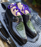 Ascot Andre - Green Alligator & Black Calf - Ascot Shoes