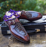 Ascot Andre - Brown Crocodile & Brown Museum Calf - Ascot Shoes