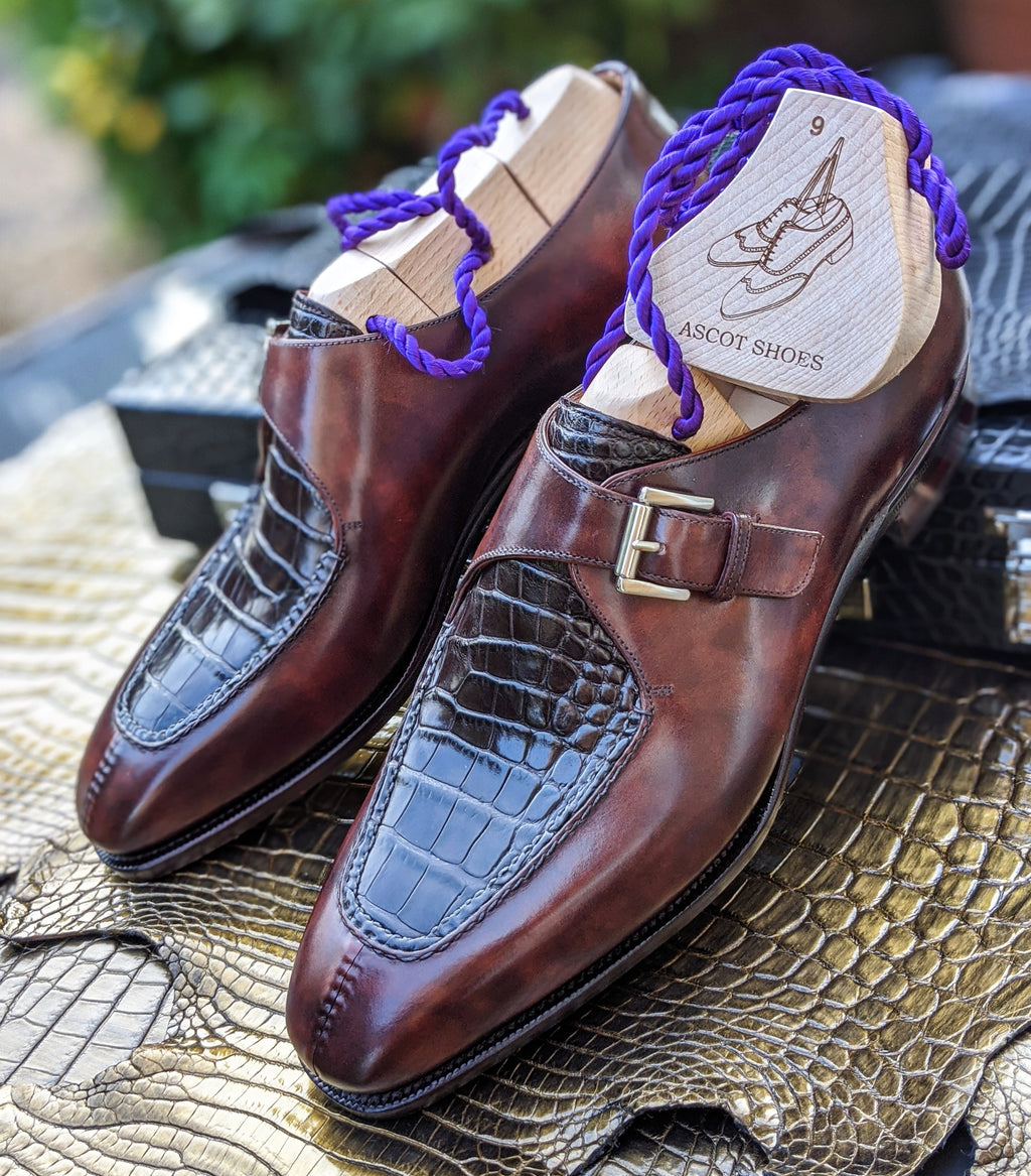 Ascot Andre - Brown Crocodile & Brown Calf - Ascot Shoes