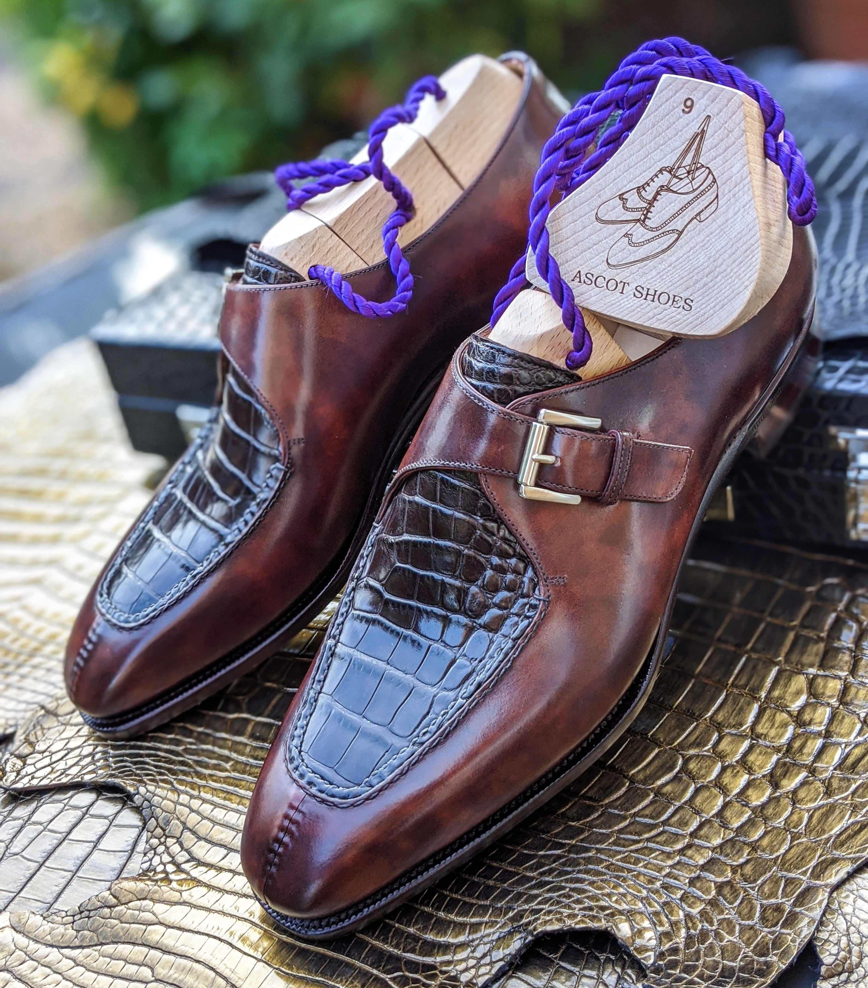 Ascot Andre - Brown Crocodile & Brown Calf - Ascot Shoes