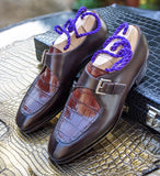 Ascot Andre - Dark Cognac Alligator & Brown Calf - Ascot Shoes