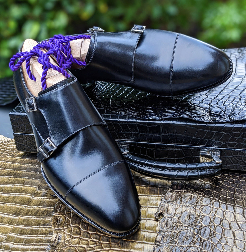 Ascot Double Monk - Black Calf - Ascot Shoes