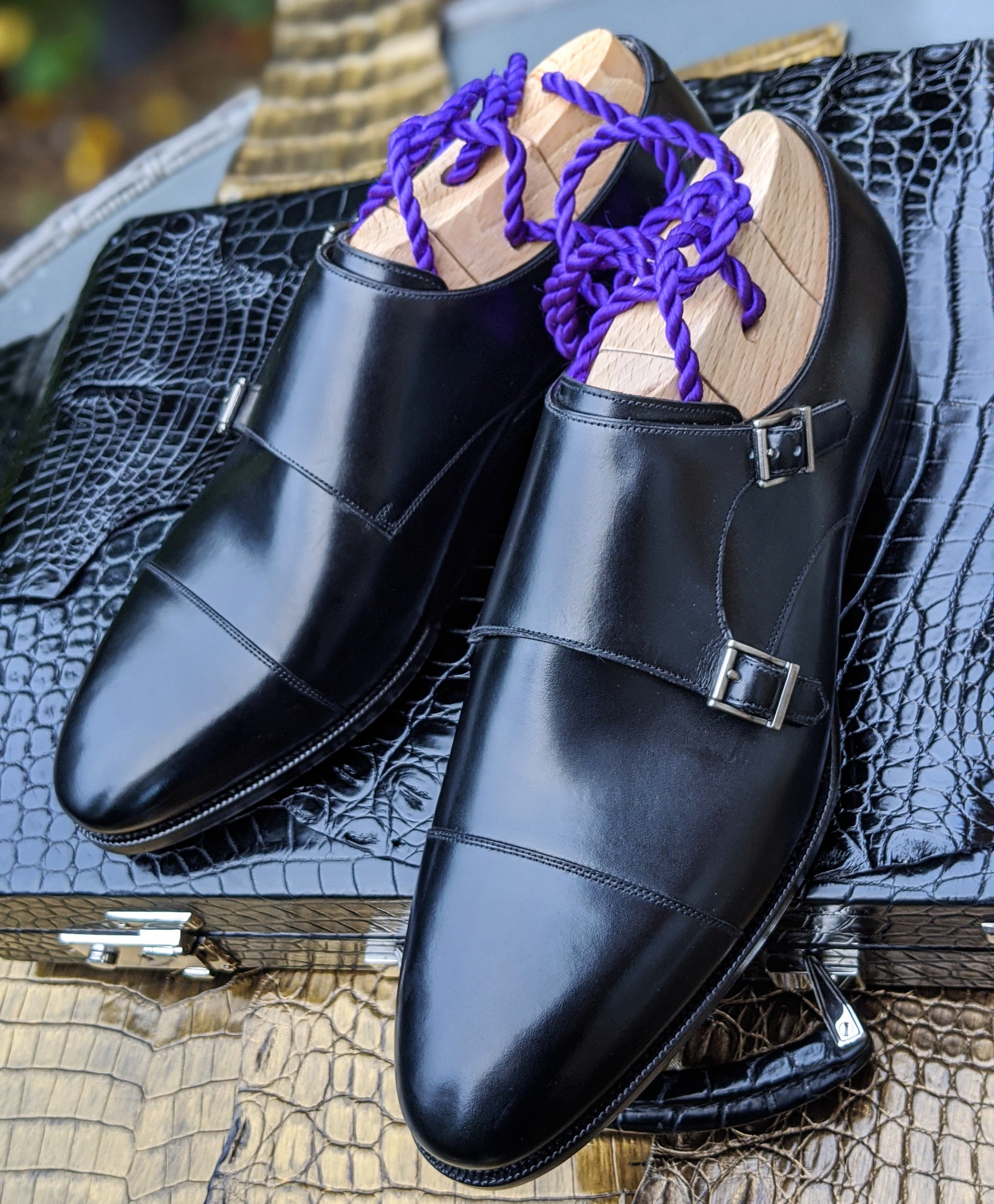 Ascot Double Monk - Black Calf - Ascot Shoes