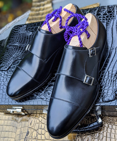 Ascot Double Monk - Black Calf