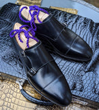 Ascot Double Monk - Black Calf - Ascot Shoes