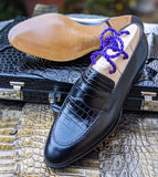 Ascot Sinatra - Black Crocodile & Black Calf - Ascot Shoes