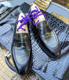 Ascot Sinatra - Camouflage green black crocodile & Black Calf - Ascot Shoes