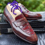 Ascot Sinatra - Bordeaux Alligator & Brown Museum Calf - Ascot Shoes