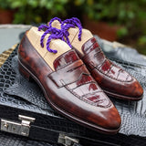 Ascot Sinatra - Bordeaux Alligator & Brown Museum Calf - Ascot Shoes