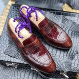 Ascot Sinatra - Bordeaux Alligator & Brown Museum Calf - Ascot Shoes